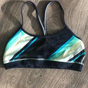 Blue striped racer back lululemon sports bra